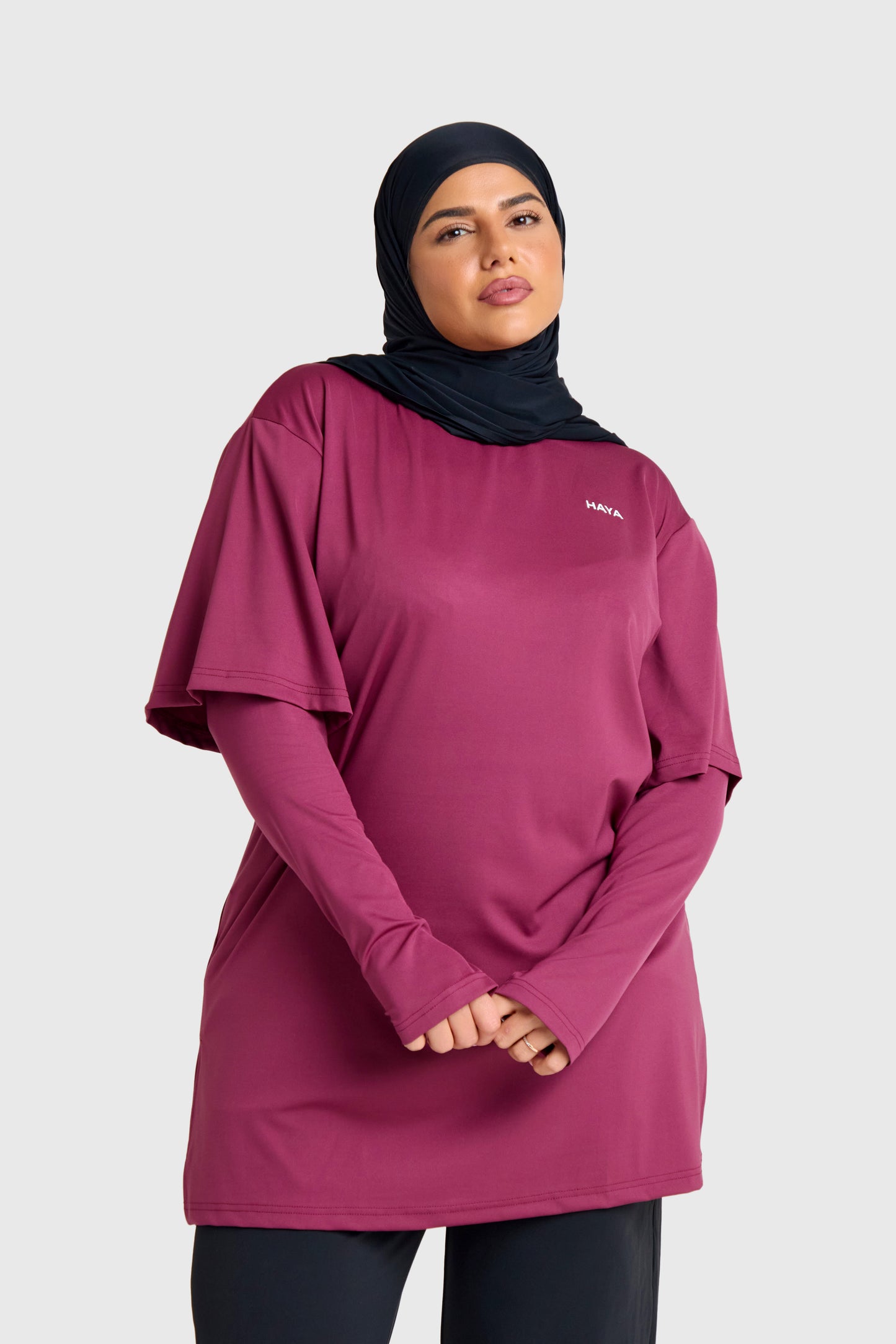 Oversized Active Tee - Burgundy