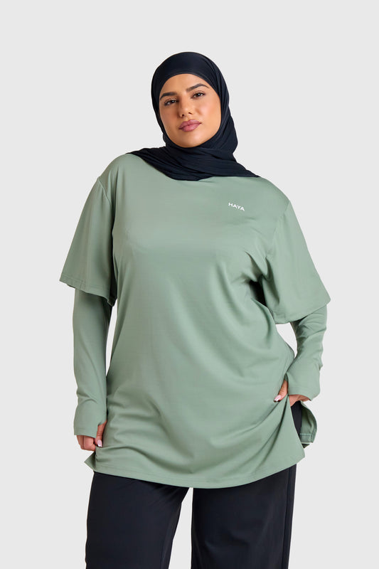Oversized Active Tee - Matcha Green
