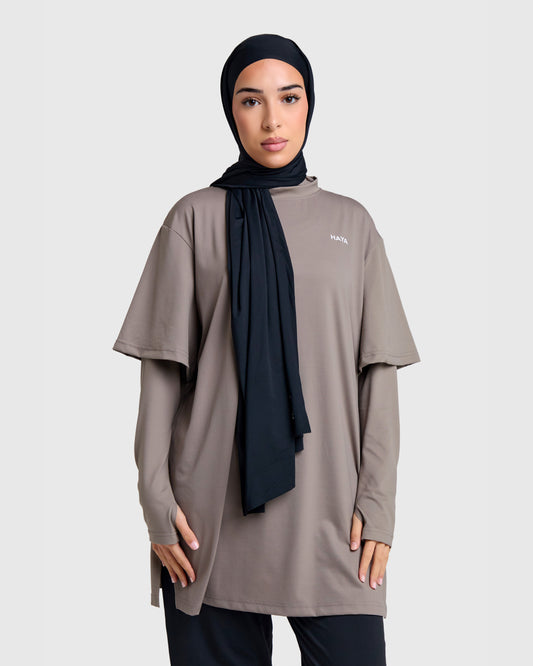 Oversized Active Tee - Coffee Brown