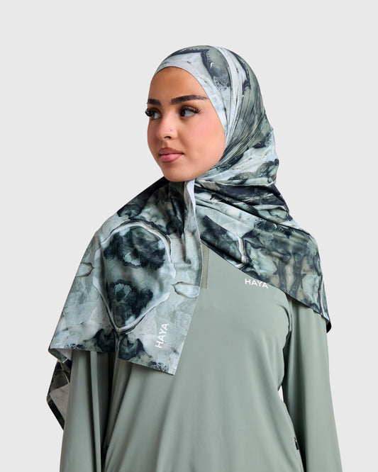 Printed Sports Hijab - Smoke