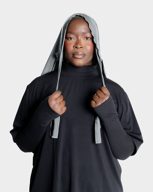 Tie-Back Sports Hijab - Space grey