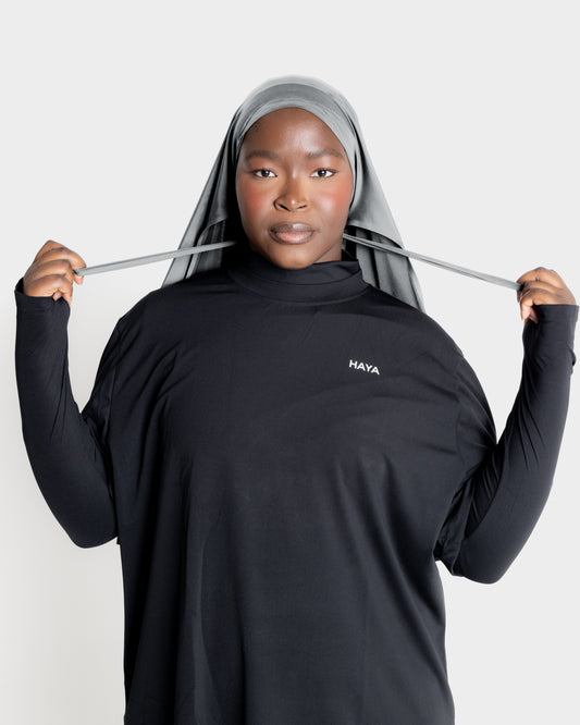 Tie-Back Sports Hijab - Space grey