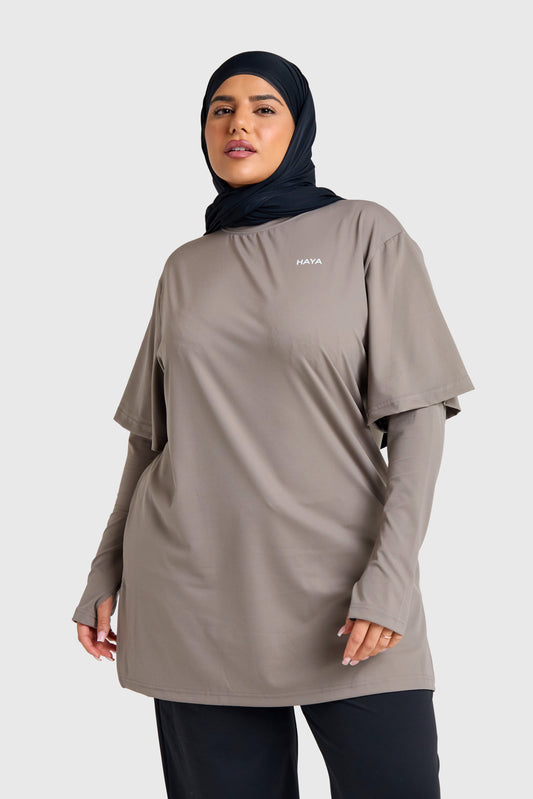 Oversized Active Tee - Coffee Brown