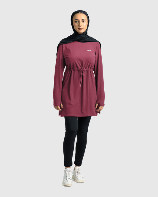 Modest Active Top - Burgundy