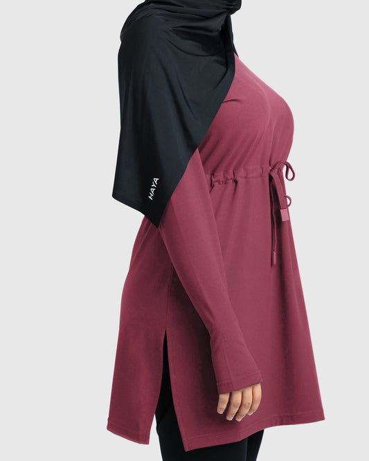 Modest Active Top - Burgundy