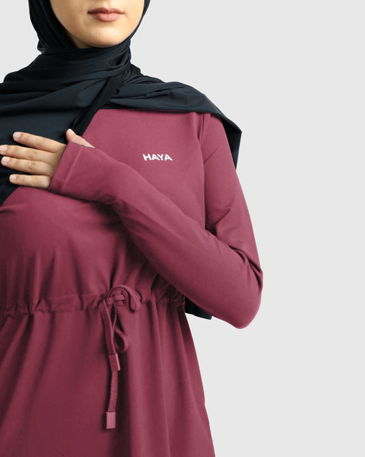 Modest Active Top - Burgundy