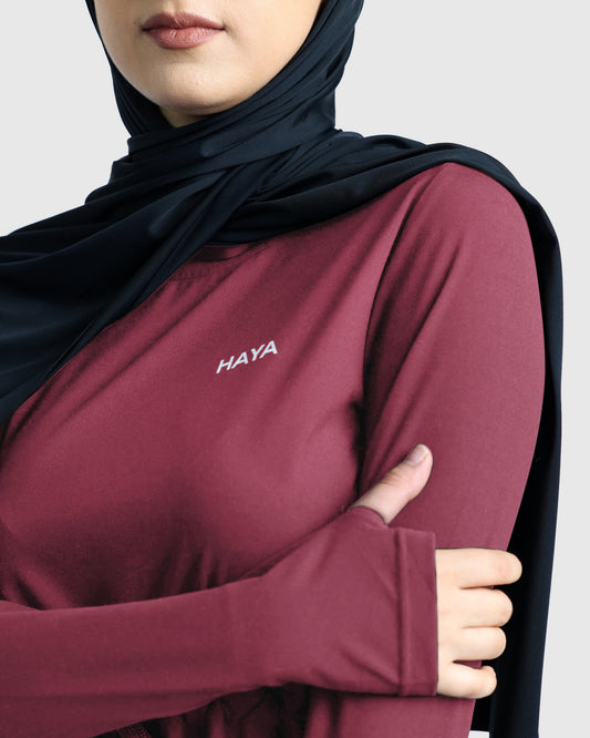 Modest Active Top - Burgundy