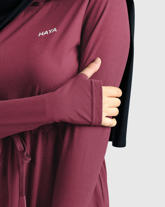 Modest Active Top - Burgundy