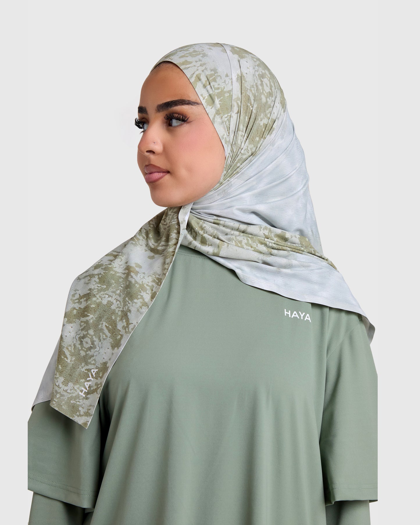 Printed Sports Hijab - Olive