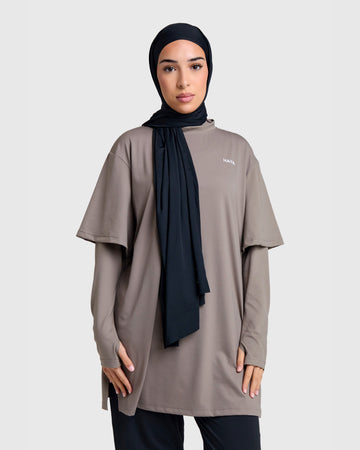 Oversized Active Tee - Coffee Brown