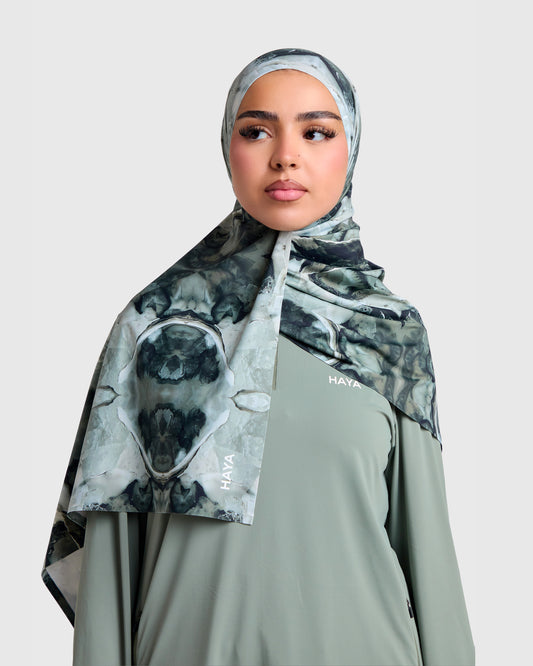Printed Sports Hijab - Smoke